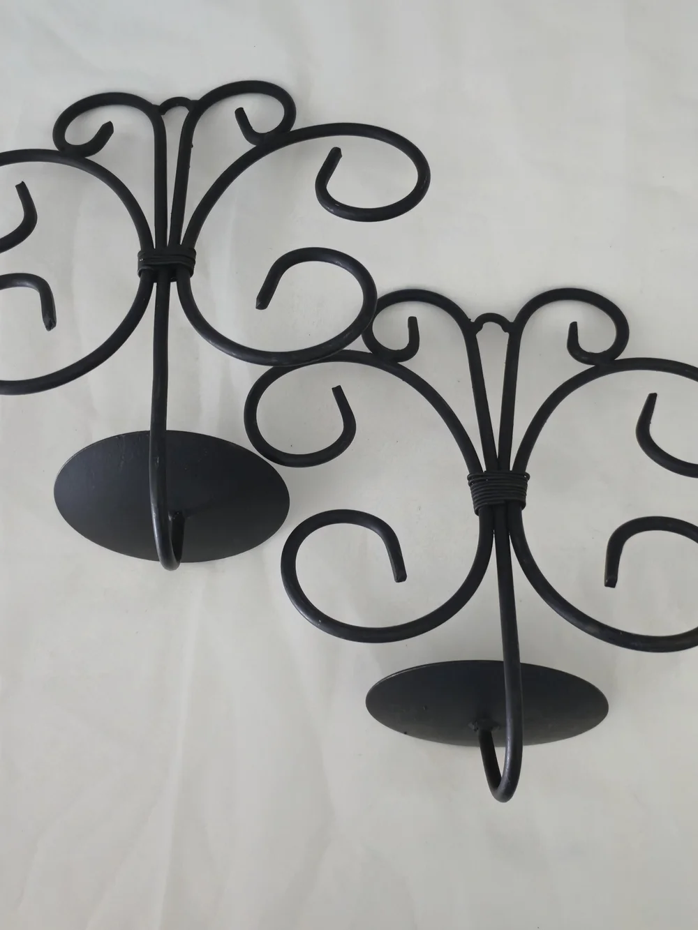 Elegant Black Decorative Scroll Wall Sconces – Pair of Metal Candle Holders